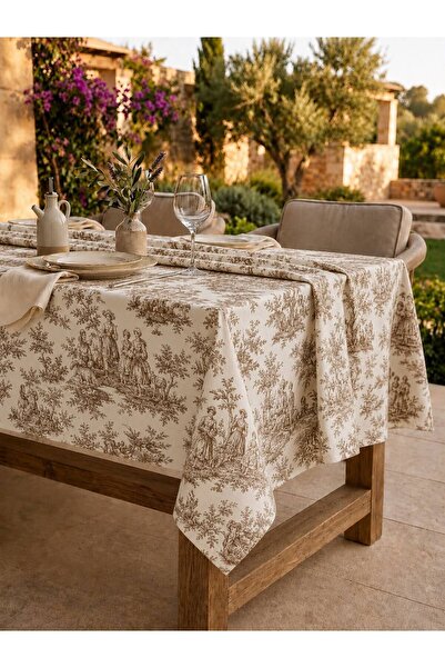 Luxoras Home Duck Fabric Vintage French Country Patterned Decorative Plain Ta...