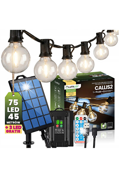 Lumiled Ghirlandă luminoasă solară de grădină cu 75 de lumini LED pentru balc...