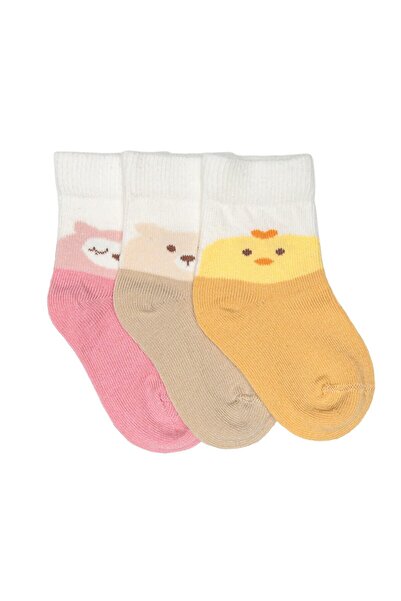 ebebek Hello Baby HelloBaby Kız Bebek 3lü Soket Çorap Hayvan Baskılı