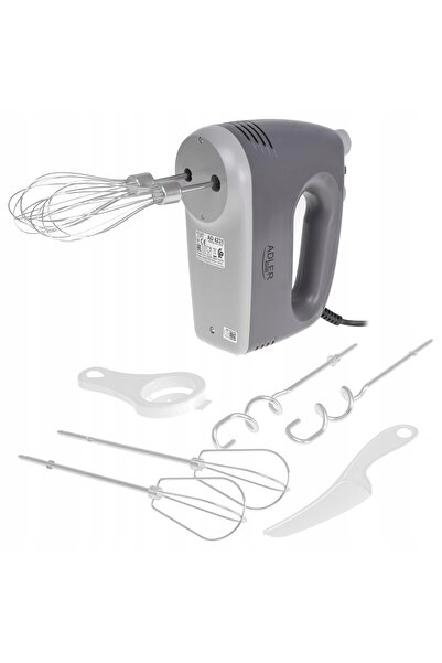 Adler Europe Mixer de mână 750W Turbo cu 5 viteze, cu cârlige și teluri din o...