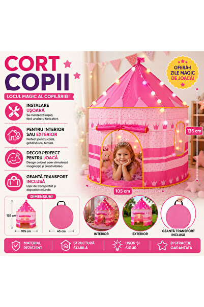 SMARTECH Cort de joacă tip pop-up, model castel „Prințesă”, pentru copii, cu ...