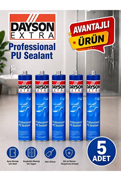 DAYSON *5 Adet* Gri Mastik Ekstra Güçlü Yapıştırıcı 280 Ml Üstün Yapışma ve İ...