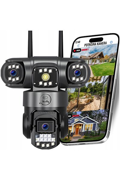 NO BRAND Cameră Wifi Externă Rotativă Triplă 3x4MP Zoom Detecție Alarmă IP In...