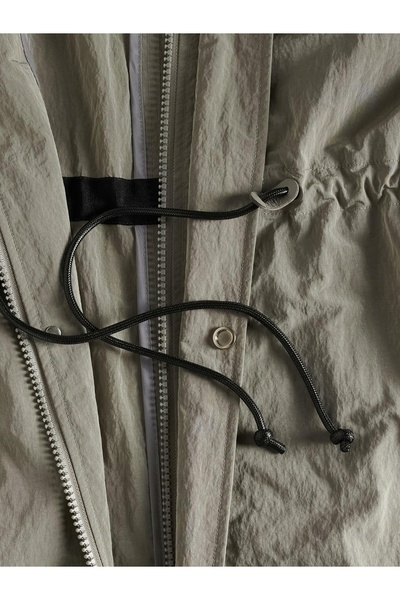 NO BRAND Parka gri impermeabilă, lejeră, cu glugă, lungă, cu buzunare, L