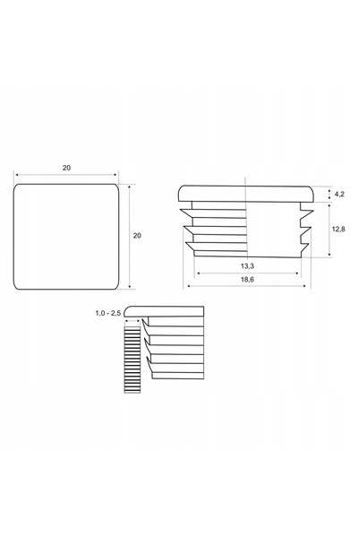 NO BRAND Capac de acoperire interior pentru profil 20x20 Antracit 500 buc.