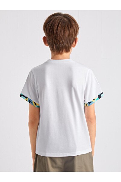 NO BRAND Tricou clasic alb, finisaje colorate, simplu, Shein 128