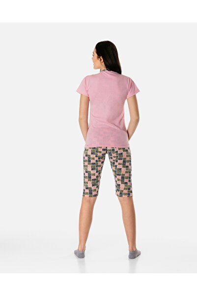 NO BRAND Pijama subțire de damă, bluză tip tricou din bumbac și pantaloni scu...