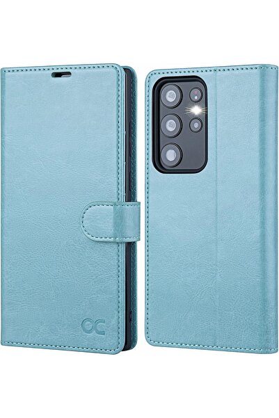 NO BRAND Husă din piele tip carte Ocase pentru Samsung Galaxy S23 Ultra Albastru