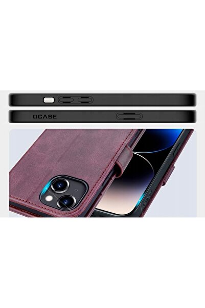 NO BRAND Husă din piele Ocase pentru iPhone 15 cu clapetă suport, suport card...
