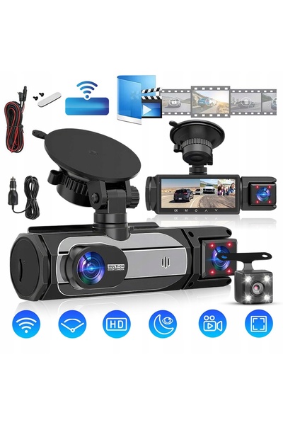 NO BRAND Cameră auto DVR față+spate 2 în 1 cu LCD Full HD
