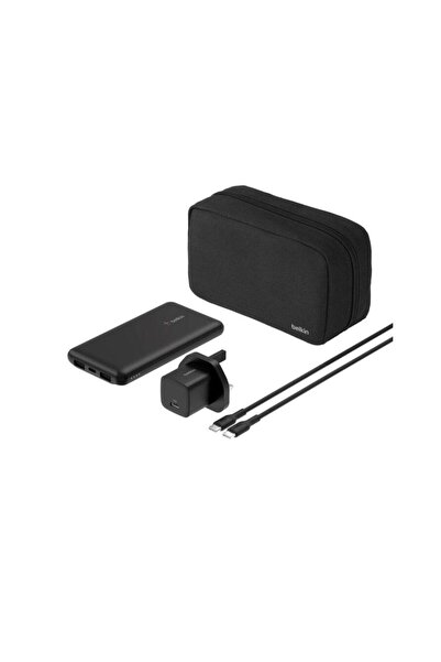 Belkin Travel Kit 3 Powerbank 10K, Wall Charger 25W UK With Cable Black