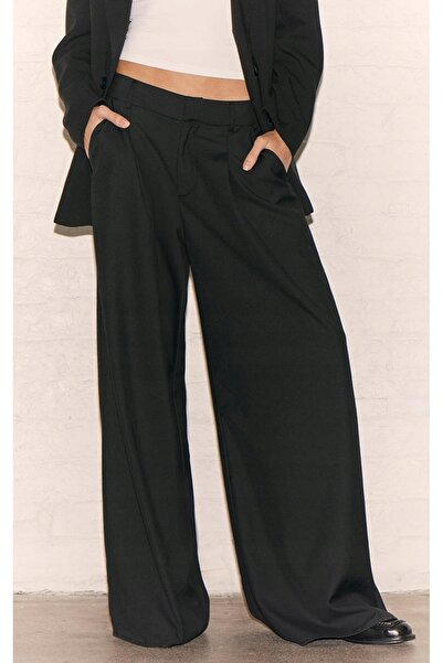 NO BRAND Pantaloni negri clasici, largi, cu picior lat, drepți, Prettylittlet...