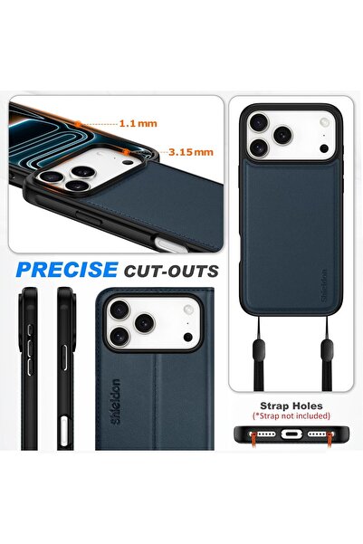 NO BRAND Husă Shieldon din piele naturală MagSafe pentru iPhone 17 Pro 2 în 1...