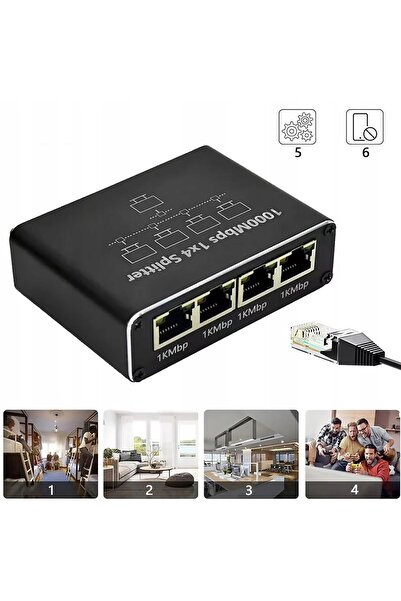 NO BRAND Adaptor Splitter Mini Comutator Splitter LAN Ethernet RJ45 4xRJ45 10...