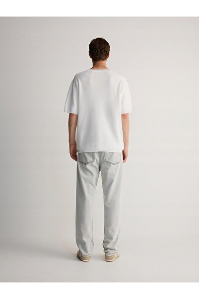 NO BRAND Blugi drepți din bumbac gri, model Straight Reserved 31