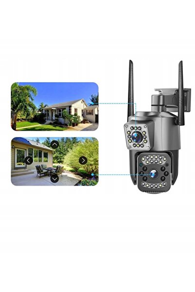 NO BRAND Cameră rotativă cu 2 lentile 4MP WiFi IP de exterior V380, card de m...