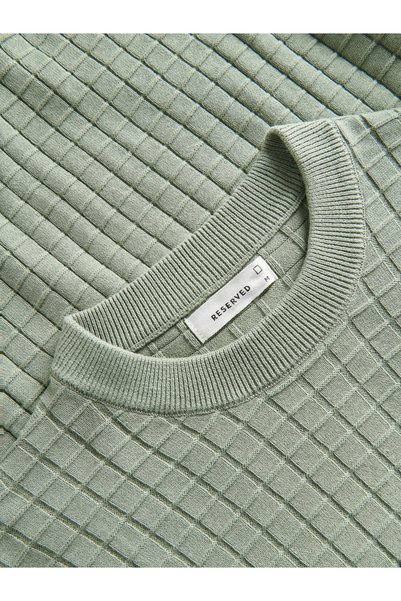 NO BRAND Pulover verde deschis texturat, cu mânecă lungă, clasic, din bumbac,...