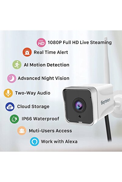 NO BRAND Cameră de securitate exterioară Septekon S50 1080P Wifi Aluminiu