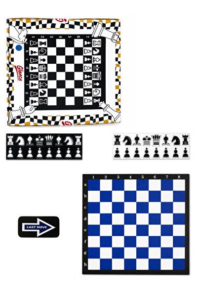 GLANCE Chess Set Navy Blue,Foldable Magnetic Chess,Game for Kids,Adults and B...