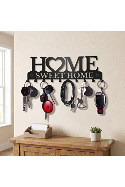 10 Kancalı Home Kalp Tasarımlı Dekoratif Duvar Anahtar Askılığı