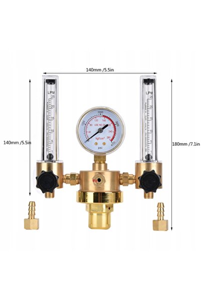 NO BRAND Regulator de presiune butilenă-argon, tip debit, cu 2 debitmetre