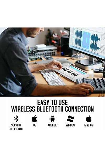 NO BRAND M-Vave Controler MIDI USB cu 25 de clape și 16 pad-uri (Alb)