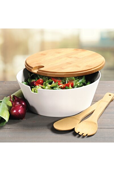 NO BRAND Bol din plastic pentru fructe și salată (Mf), Alb