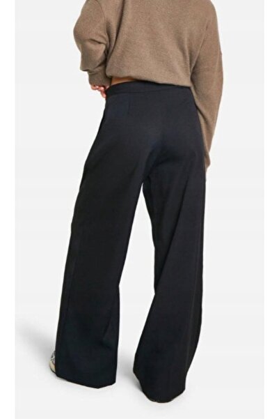 NO BRAND Pantaloni lungi clasici negri, cu picior larg, cu șnur în talie, Boo...