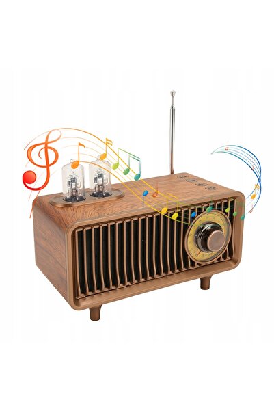 NO BRAND Radio retro, boxă Bluetooth, sunet stereo FM, din lemn, pentru bucăt...