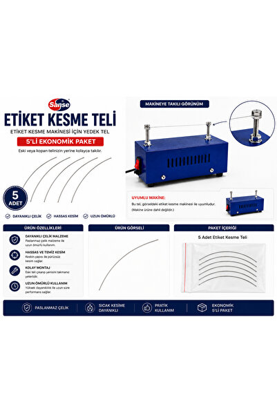 Sanse Etiket Kesme Teli Yedek Tel 5 Adet – Etiket Kesme Makinesi Uyumlu