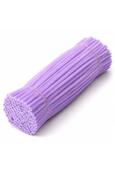 Çınar Çiçekçilik & Malzeme 100 Adet 8mm Koyu Lila Şönil 30cm, Tüylü Peluş Kad...