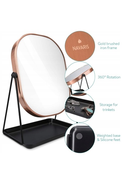 NO BRAND Oglindă cosmetică Navaris rotativă 360 °   Oval 18×22.6 cm Negru și ...