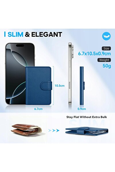 NO BRAND Portofel Shieldon din piele naturală, cu protecție RFID și Magsafe, ...
