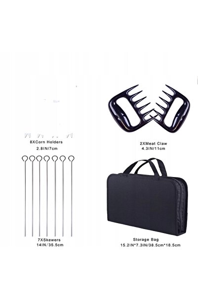 NO BRAND Accesorii pentru grătar Stator 16 piese Ustensile Carcasă din oțel i...