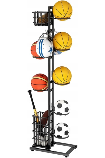 NO BRAND Suport pentru minge de fotbal cu coș - Organizator pentru mingi de f...