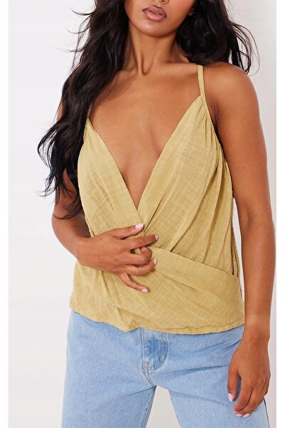 NO BRAND Top larg din bumbac fără mâneci Oliwkowa Prettylittlething 40