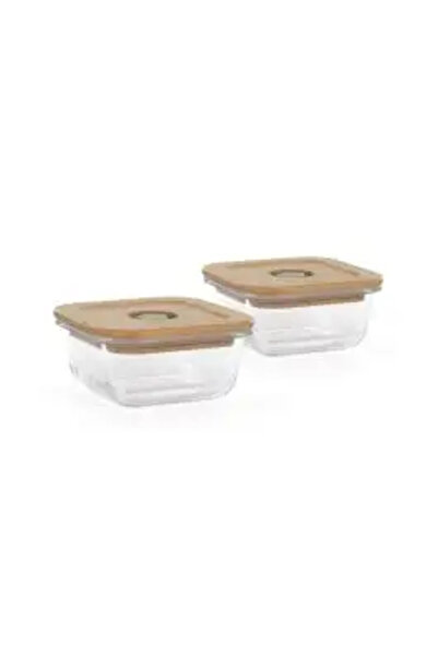 Miniland Set de 2 recipiente din sticlă cu capac din bambus Chick FSC 100%