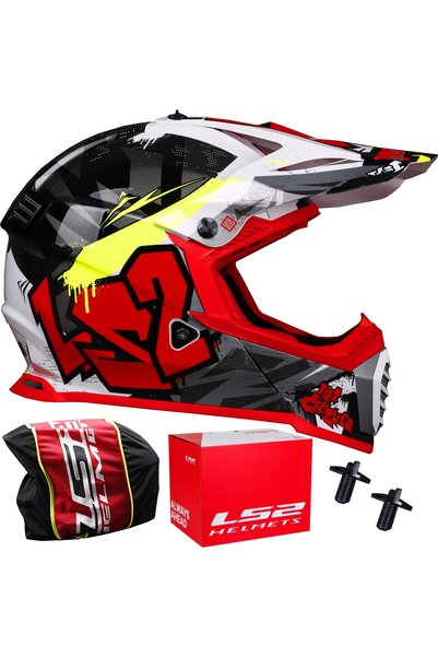 NO BRAND Casca LS2 MX437 FAST EVO Crusher Negru Roșu