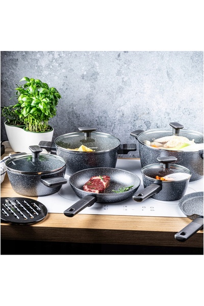 NO BRAND Set de oale Klausberg din aluminiu marmorat, 12 piese.