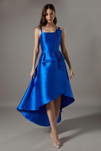 NO BRAND CIEMNONIEBIESKA ROCHIE MIDI CLASICĂ CU BRETELE, CULOARE UNITĂ COAST 42