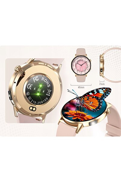 NO BRAND Smartwatch jg smart auriu 41mm oțel ecran tactil rezistent la apă