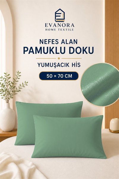 evonora Evanora Home Textile Riva Series Mint Green 2-Piece Pillowcase Set 50 X 70 cm
