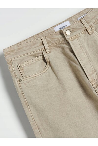 NO BRAND Blugi bej din bumbac, conici, cu picior lung, clasici, 29