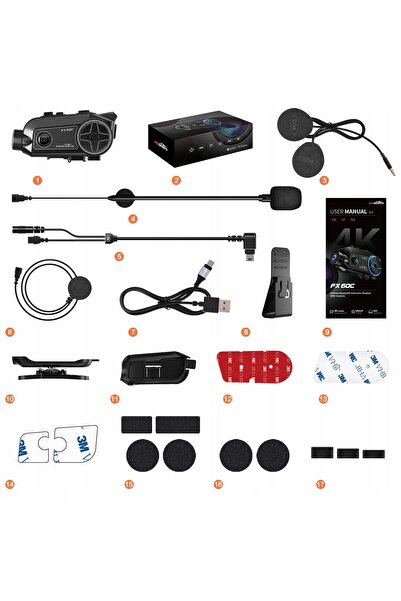 NO BRAND Fodsports FX60C Set de căști intercom pentru motocicletă cu cameră 4...