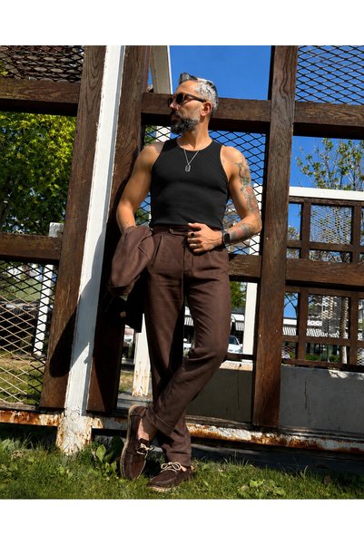 higo Men's Black Ribbed Slim Fit Sports Singlet