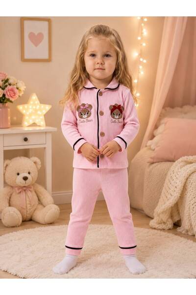 derin baby %100 Pamuk Uzun Kollu Düğmeli Mevsimlik Örme Little Bear Desenli Y...