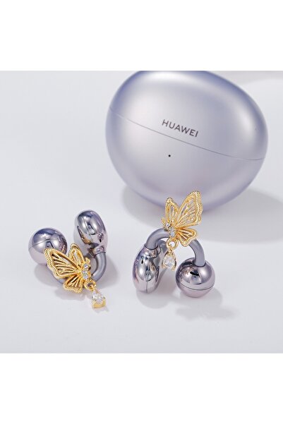 Pick & Go Huawei FreeClip Uyumlu Kelebek Figürlü Damla Kristal Taşlı Kulaklık...