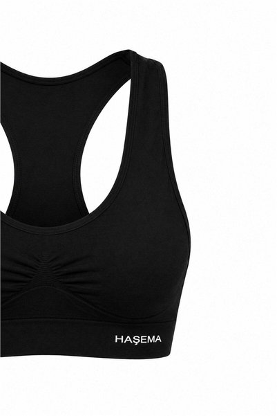 Haşema Costum de baie negru cu bretele încrucișate și bustieră sport 6072