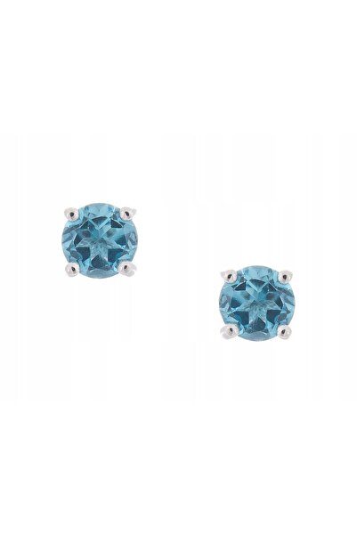 NO BRAND Cercei de argint cu topaz elvețian natural de 4mm, placați cu rodiu,...