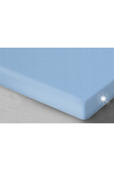 NO BRAND Cearșaf de satin cu elastic 180x200 albastru ciel 30